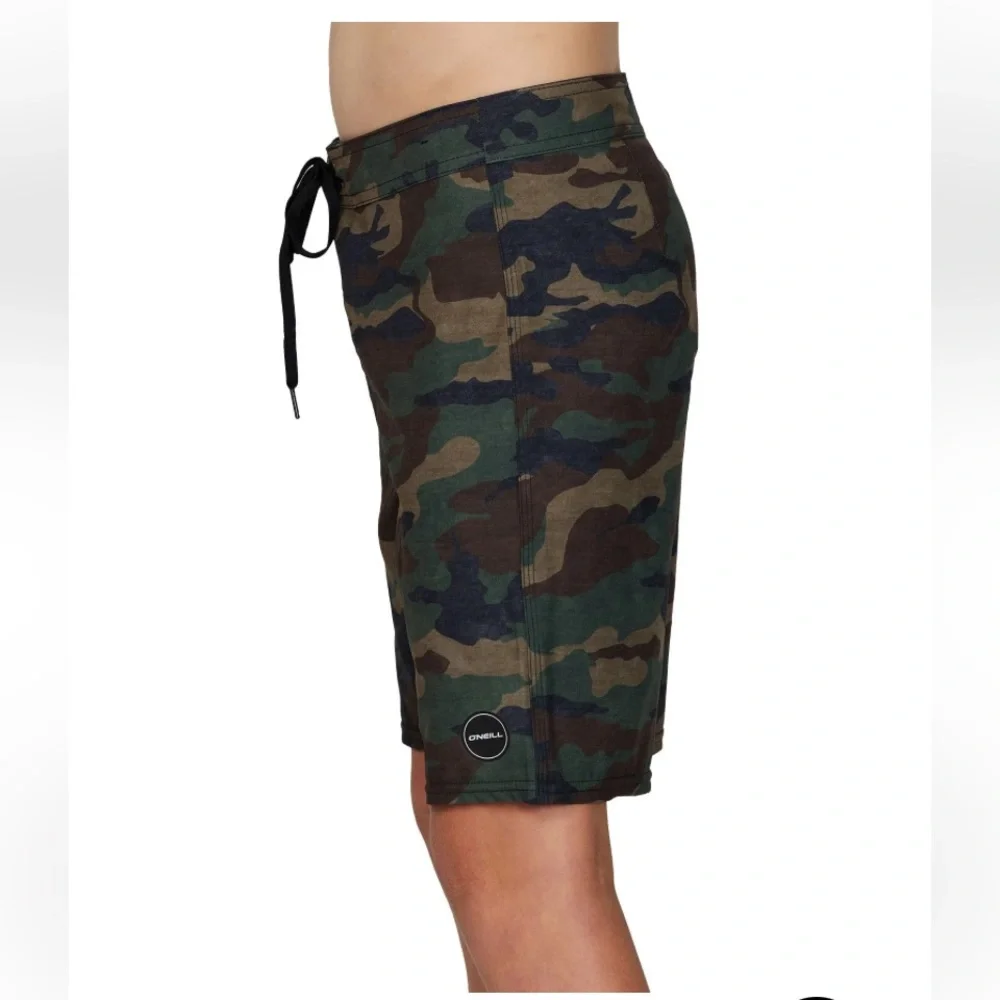 O'Neill Green and Brown Board Shorts Quick-Dry Swimwear